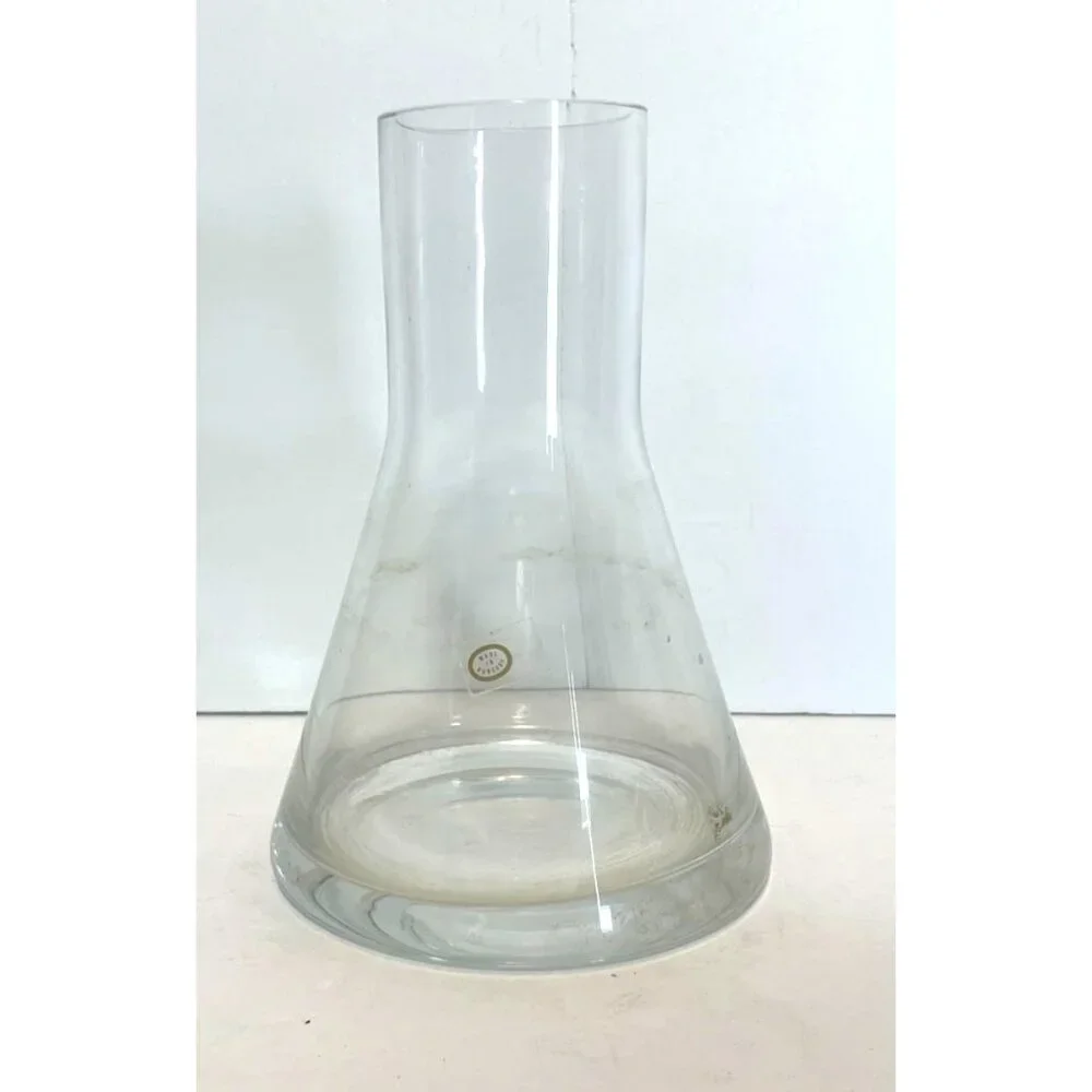 Vintage Clear Glass Flask Vase Hungary Beaker Shaped Chemistry Vibes 7.5